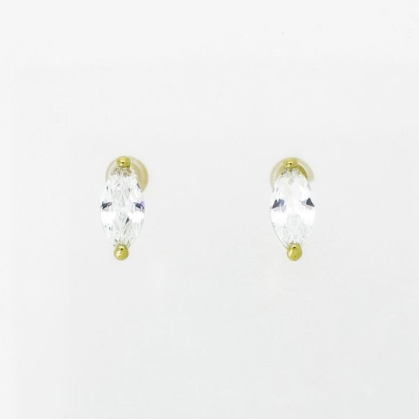 JEWELRY - EARRINGS - SCREW - ZIRCON - ELLIPSE Е952 - 0.5x1.2cm GOLD-WHITE - PACKAGE 6 pairs 