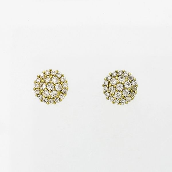 JEWELRY - EARRINGS - SCREW - ZIRCON - CIRCLE Е956 - 1.0cm GOLD-WHITE - 1 pair 
