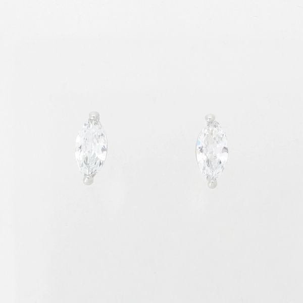 JEWELRY - EARRINGS - SCREW - ZIRCON - ELLIPSE Е952 - 0.5x1.2cm NICKEL AND WHITE - 1 pair 