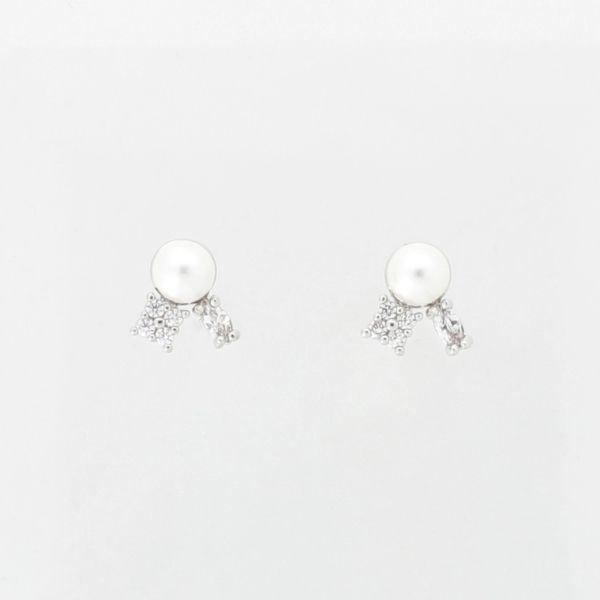JEWELRY - EARRINGS - SCREW - ZIRCON - PEARL Е982 - 0.8x0.9cm NICKEL AND WHITE - 1 pair 