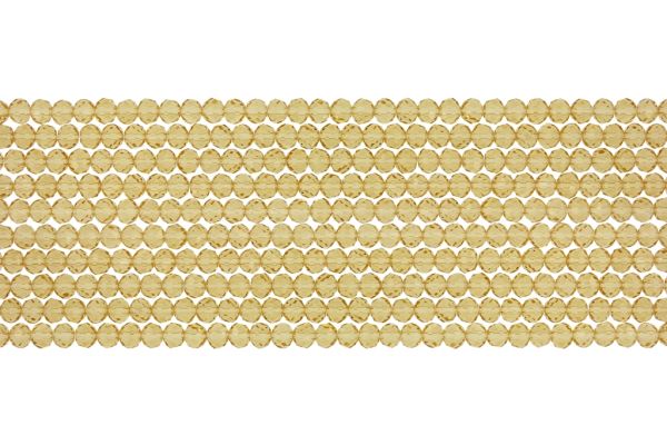 GLASS BEADS - FACETED RONDELLE CRYSTALS - 3x2mm - TRANSPARENT - AMBER 025 - PACKAGE (10x126pcs.) Hole-0.8mm