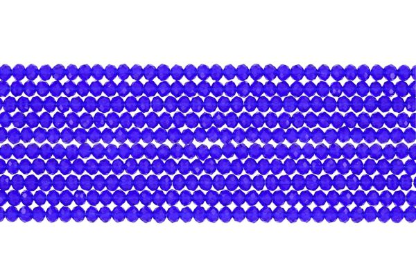 GLASS BEADS - FACETED RONDELLE CRYSTALS - 3x2mm - TRANSPARENT - BLUE (DARK) 005 - STRING (126pcs.) Hole-0.8mm