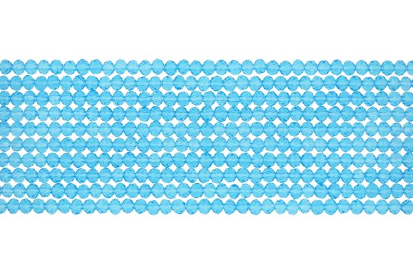 GLASS BEADS - FACETED RONDELLE CRYSTALS - 3x2mm - TRANSPARENT - BLUE (LIGHT) 008 - PACKAGE (10x126pcs.) Hole-0.8mm