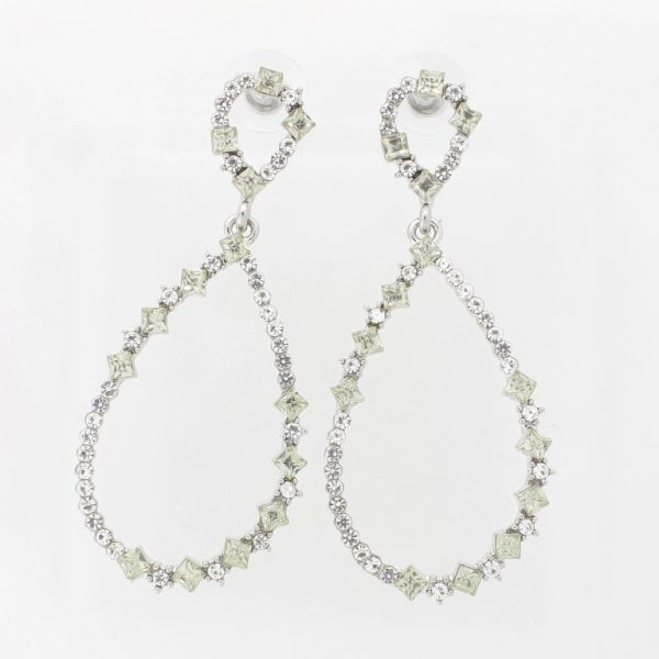 JEWELRY - EARRINGS - SCREW - CRYSTALS - DROPS Е1092 - 2.7x6.2cm NICKEL-WHITE-YELLOW (LIGHT) - PACKAGE 6 pairs 