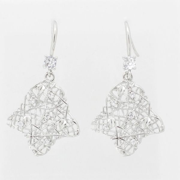 JEWELRY - EARRINGS - HOOK - ZIRCON - BELL Е1015 - 1.8x3.7cm NICKEL AND WHITE - 1 pair 