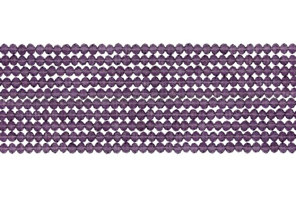 GLASS BEADS - FACETED RONDELLE CRYSTALS - 3x2mm - TRANSPARENT - PURPLE (DARK) 010 - PACKAGE (10x126pcs.) Hole-0.8mm