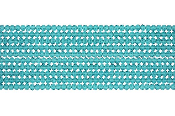 GLASS BEADS - FACETED RONDELLE CRYSTALS - 3x2mm - TRANSPARENT - TURQUOISE 022 - STRING (126pcs.) Hole-0.8mm
