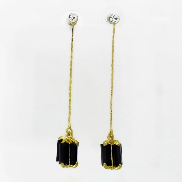 JEWELRY - EARRINGS - SCREW - ZIRCON - GIFT Е1033 - 1.0x7.3cm GOLD AND WHITE - 1 pair 