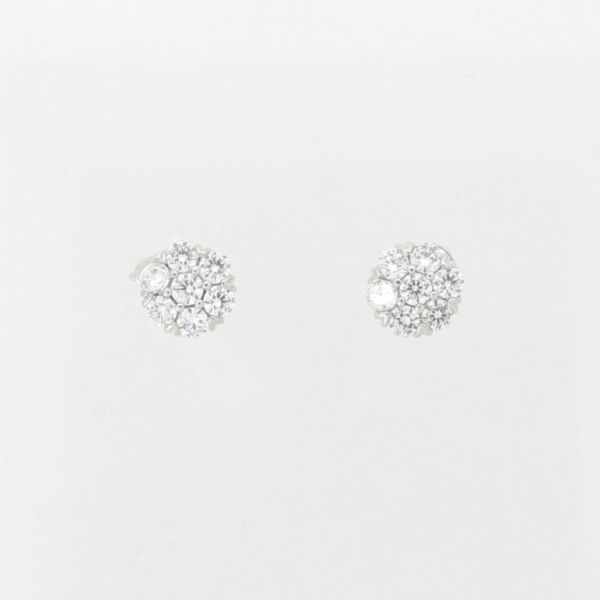 JEWELRY - EARRINGS - SCREW - ZIRCON - FLOWER Е1040 - 0.7cm NICKEL AND WHITE - PACKAGE 6 pairs 