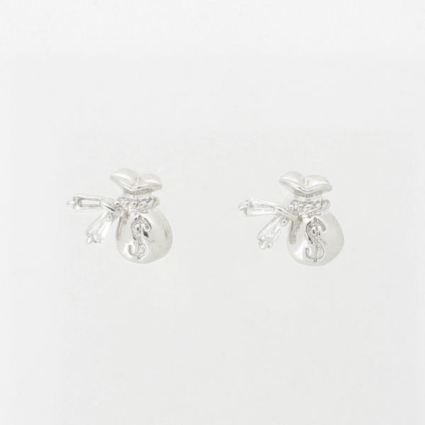 JEWELRY - EARRINGS - SCREW - ZIRCON - MONEY BAG Е1038 - 1.0x1.1cm NICKEL AND WHITE - PACKAGE 6 pairs 