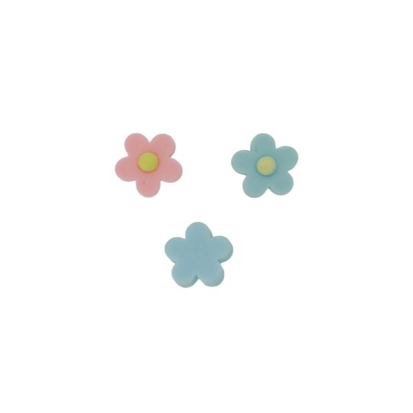 PLASTIC BEADS - RESIN 3D - FOR GLUING - FLOWER 13 - 19x7mm MIX PINK AND MINT - PACKAGE 40pcs.