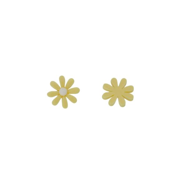 PLASTIC BEADS - RESIN 3D - FOR GLUING - FLOWER 24 - 21x6mm YELLOW AND WHITE - PACKAGE 40pcs.