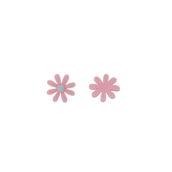 PLASTIC BEADS - RESIN 3D - FOR GLUING - FLOWER 24 - 21x6mm PINK AND MINT - PACKAGE 40pcs.