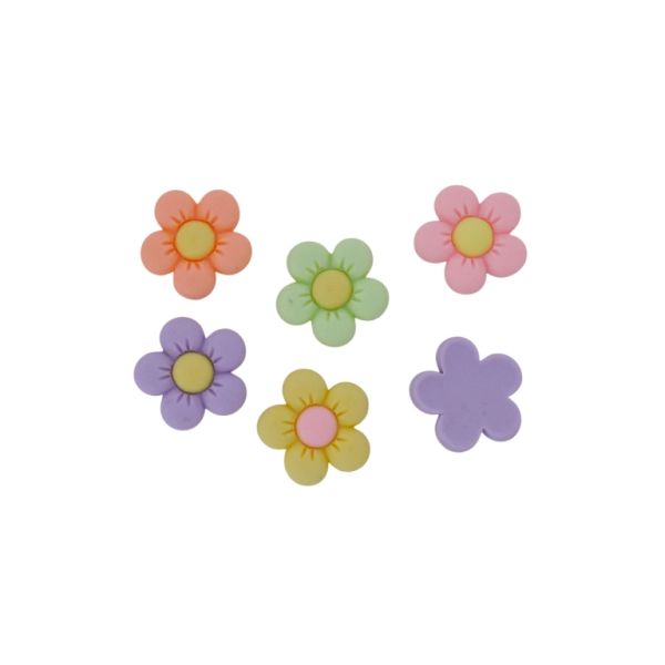 PLASTIC BEADS - RESIN 3D - FOR GLUING - FLOWER 25 - 21x20x7mm MIX - PACKAGE 40pcs.