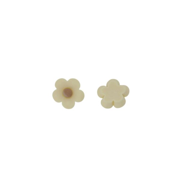 PLASTIC BEADS - RESIN 3D - FOR GLUING - FLOWER 30 - 21x7mm ECRU AND BROWN (LIGHT) - PACKAGE 40pcs.