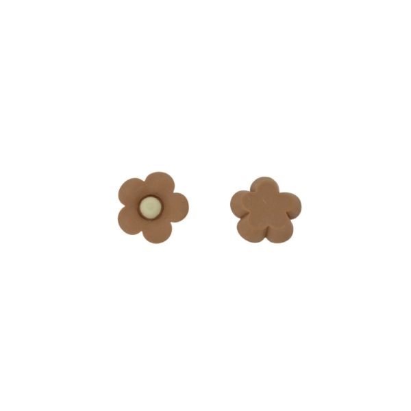 PLASTIC BEADS - RESIN 3D - FOR GLUING - FLOWER 30 - 21x7mm BROWN (LIGHT) AND ECRU - PACKAGE 40pcs.