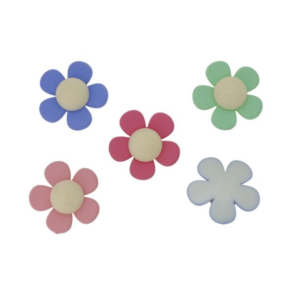 PLASTIC BEADS - RESIN 3D - FOR GLUING - FLOWER 32 - 29x9mm MIX - PACKAGE 30pcs.
