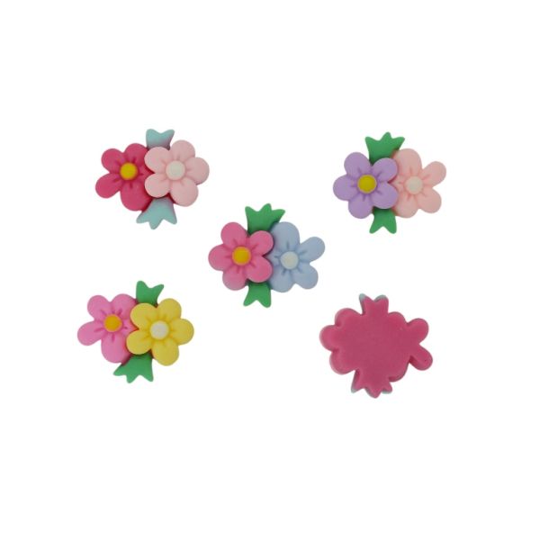 PLASTIC BEADS - RESIN 3D - FOR GLUING - FLOWERS 02 LEAVES - 22x25x6mm MIX - PACKAGE 30pcs.