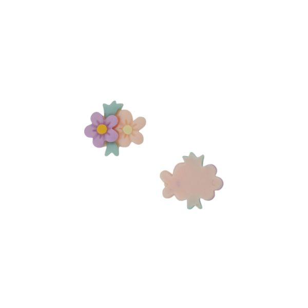 PLASTIC BEADS - RESIN 3D - FOR GLUING - FLOWERS 02 LEAVES - 22x25x6mm MIX (LIGHT) - PACKAGE 30pcs.