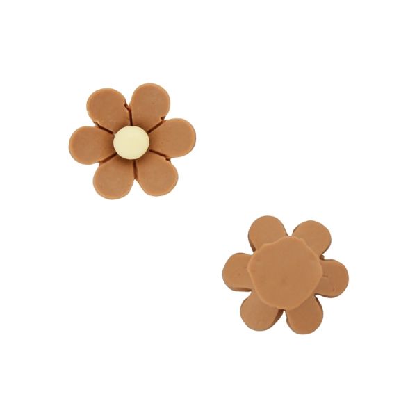 PLASTIC BEADS - RESIN 3D - FOR GLUING - FLOWER 37 - 19x7mm BROWN (LIGHT) AND ECRU - PACKAGE 40pcs.