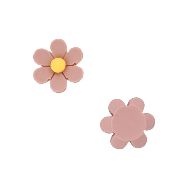 PLASTIC BEADS - RESIN 3D - FOR GLUING - FLOWER 37 - 19x7mm ROSE DUST (DARK) AND YELLOW - PACKAGE 40pcs.