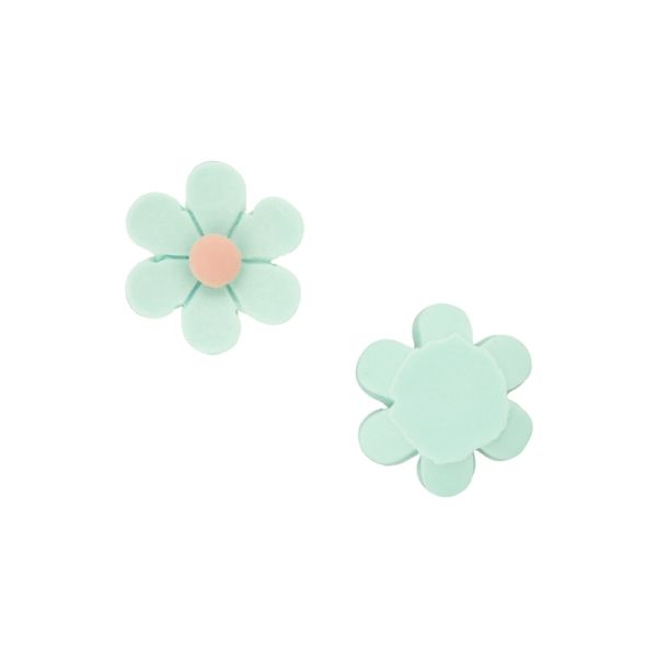 PLASTIC BEADS - RESIN 3D - FOR GLUING - FLOWER 37 - 19x7mm BLUE (LIGHT) AND PINK (LIGHT) - PACKAGE 40pcs.