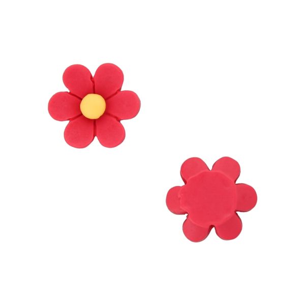 PLASTIC BEADS - RESIN 3D - FOR GLUING - FLOWER 37 - 19x7mm RED AND YELLOW - PACKAGE 40pcs.