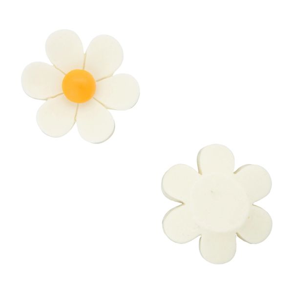 PLASTIC BEADS - RESIN 3D - FOR GLUING - FLOWER 37 - 26x8mm WHITE AND ORANGE - PACKAGE 30pcs.