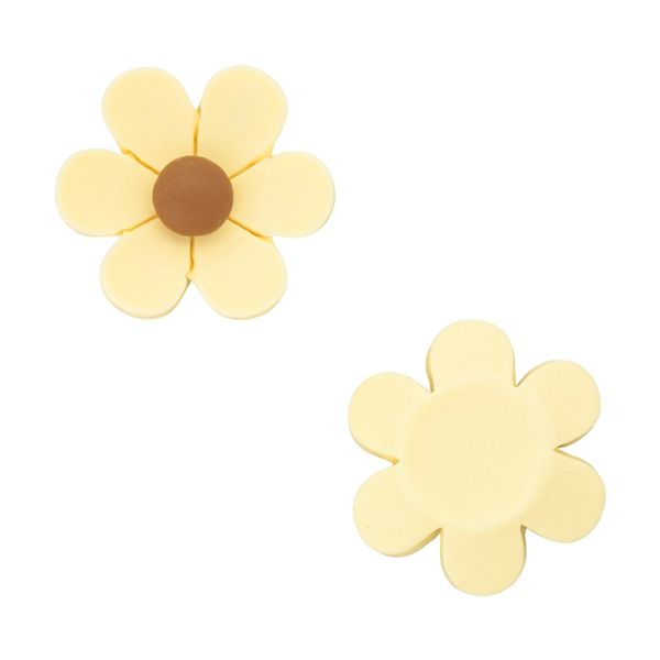 PLASTIC BEADS - RESIN 3D - FOR GLUING - FLOWER 37 - 26x8mm ECRU (DARK) AND BROWN - PACKAGE 30pcs.