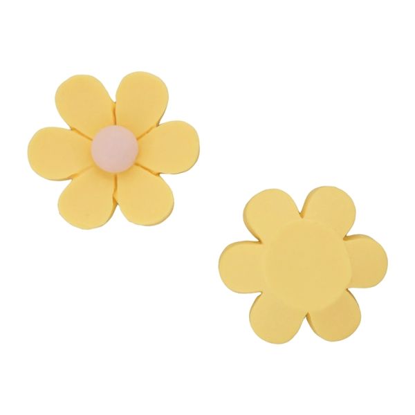 PLASTIC BEADS - RESIN 3D - FOR GLUING - FLOWER 37 - 26x8mm YELLOW AND PINK (LIGHT) - PACKAGE 30pcs.