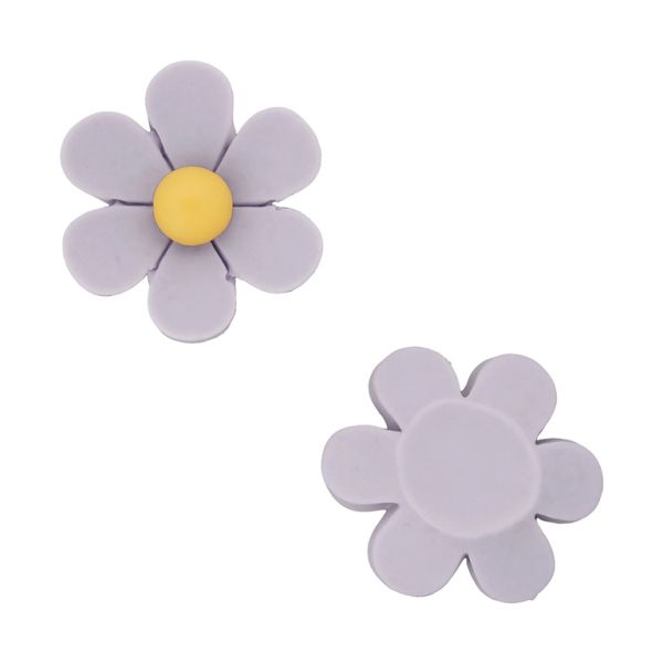 PLASTIC BEADS - RESIN 3D - FOR GLUING - FLOWER 37 - 26x8mm PURPLE AND YELLOW - PACKAGE 30pcs.