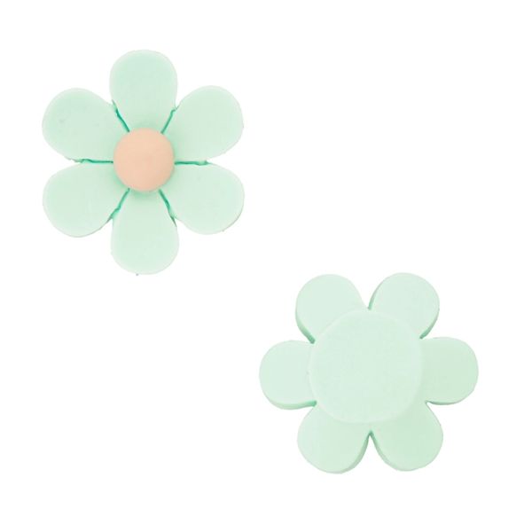 PLASTIC BEADS - RESIN 3D - FOR GLUING - FLOWER 37 - 26x8mm MINT AND PINK (LIGHT) - PACKAGE 30pcs.