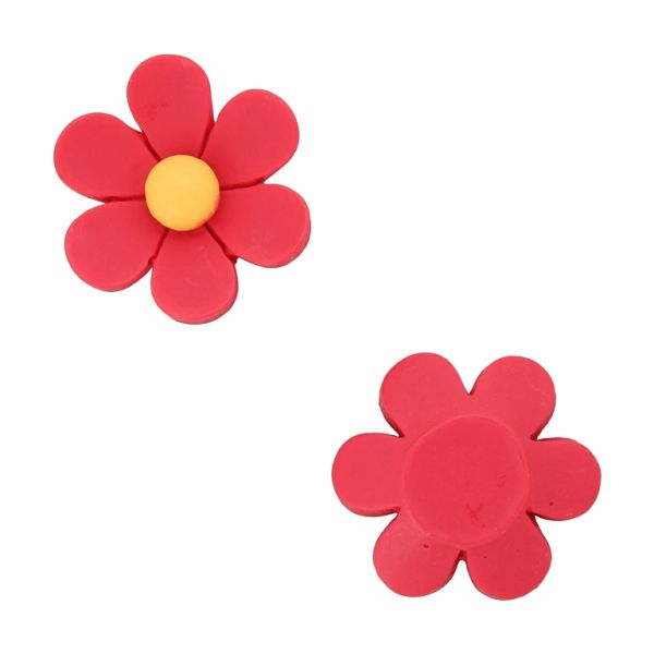 PLASTIC BEADS - RESIN 3D - FOR GLUING - FLOWER 37 - 26x8mm RED AND YELLOW - PACKAGE 30pcs.