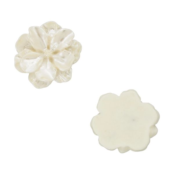 PLASTIC BEADS - RESIN 3D - FOR GLUING - FLOWER 38 - 26x24x6mm WHITE PEARL - PACKAGE 30pcs.