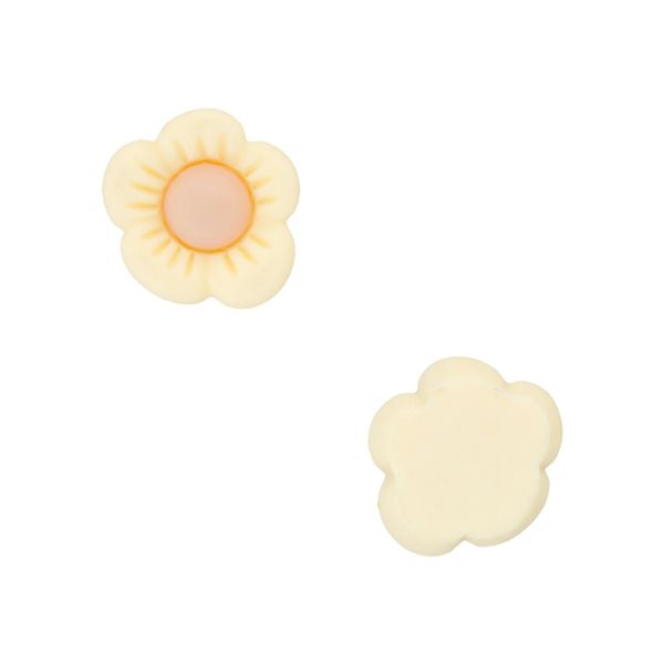 PLASTIC BEADS - RESIN 3D - FOR GLUING - FLOWER 40 - 20x18x5mm ECRU AND PINK (LIGHT) - PACKAGE 40pcs.