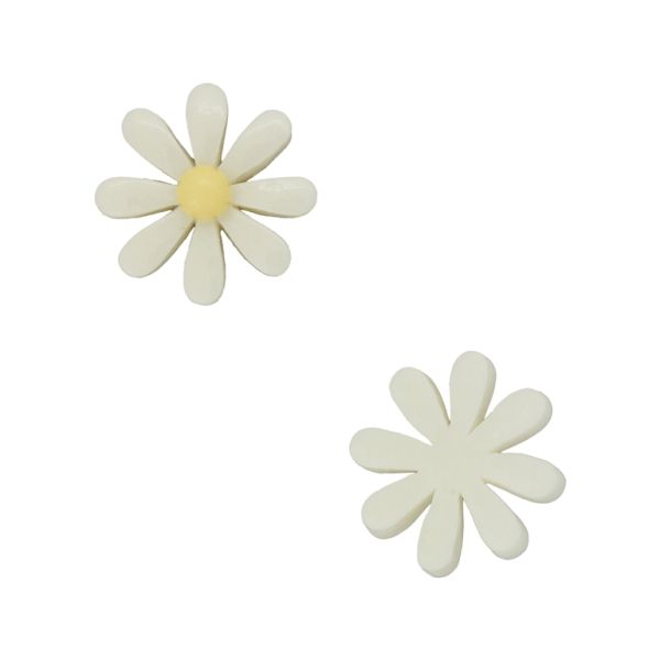 PLASTIC BEADS - RESIN 3D - FOR GLUING - FLOWER 24 - 21x6mm WHITE AND YELLOW (LIGHT) - PACKAGE 40pcs.