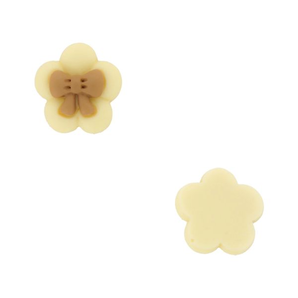 PLASTIC BEADS - RESIN 3D - FOR GLUING - FLOWER 43 WITH RIBBON - 19x8mm ECRU AND BROWN (LIGHT) - PACKAGE 30pcs.