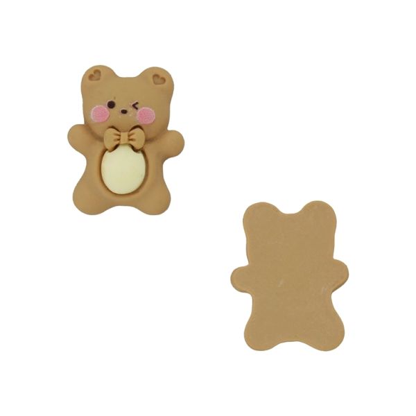 PLASTIC BEADS - RESIN 3D - FOR GLUING - BEAR 46 - 18x22x6mm BROWN (LIGHT)-ECRU-PINK - PACKAGE 30pcs.
