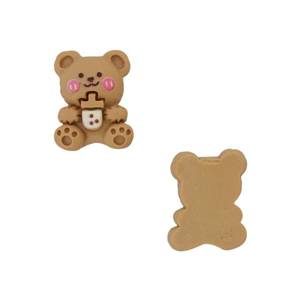 PLASTIC BEADS - RESIN 3D - FOR GLUING - BEAR 48 - 16x21x7mm BROWN (LIGHT)-WHITE-PINK - PACKAGE 30pcs.
