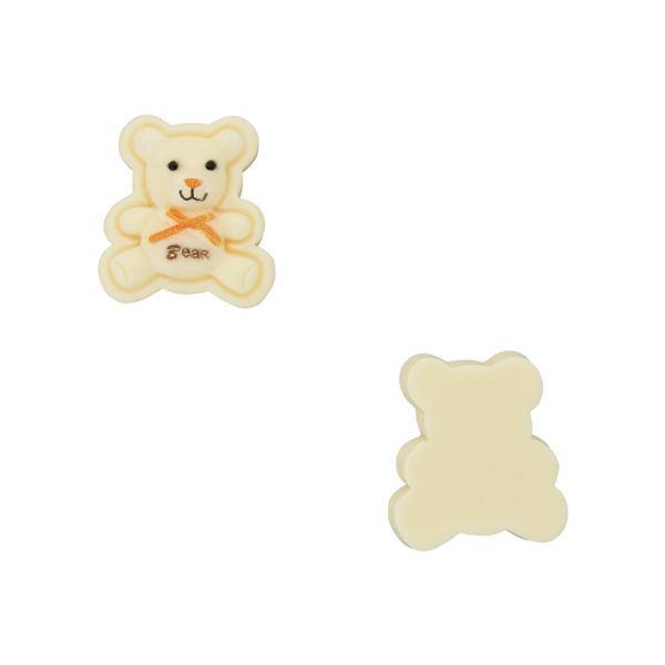 PLASTIC BEADS - RESIN 3D - FOR GLUING - BEAR 49 - 17x18x7mm ECRU AND ORANGE - PACKAGE 30pcs.