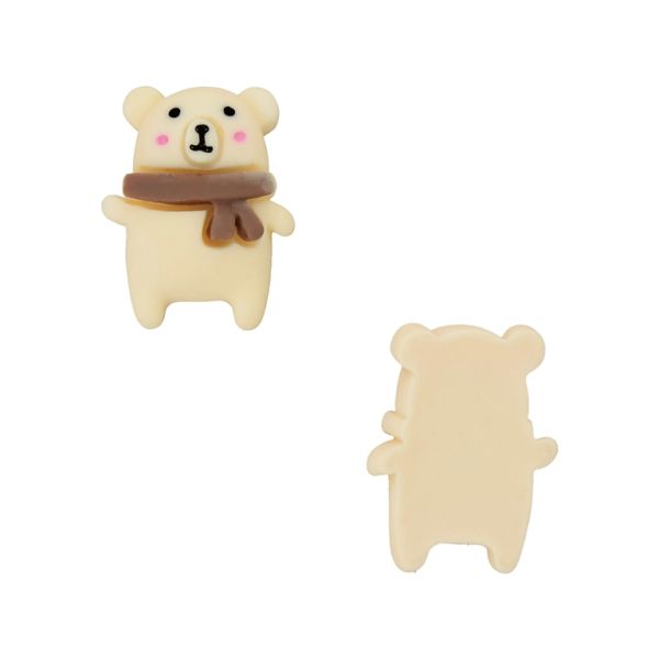 PLASTIC BEADS - RESIN 3D - FOR GLUING - BEAR 53 - 18x23x9mm ECRU AND BROWN - PACKAGE 30pcs.