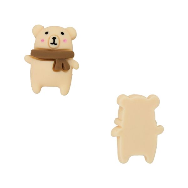 PLASTIC BEADS - RESIN 3D - FOR GLUING - BEAR 53 - 18x23x9mm ECRU (DARK) AND BROWN - PACKAGE 30pcs.