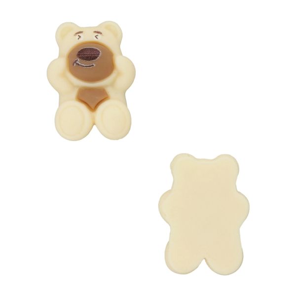 PLASTIC BEADS - RESIN 3D - FOR GLUING - BEAR 76 - 19x26x8mm ECRU AND BROWN (LIGHT) - PACKAGE 30pcs.