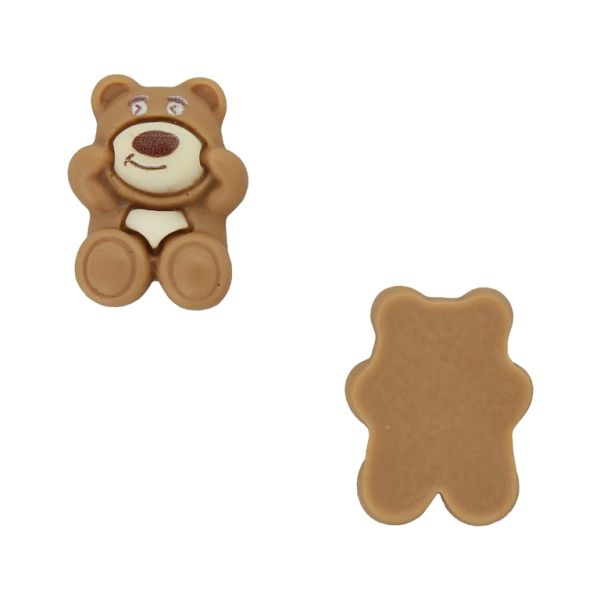 PLASTIC BEADS - RESIN 3D - FOR GLUING - BEAR 76 - 19x26x8mm BROWN (LIGHT) AND ECRU - PACKAGE 30pcs.