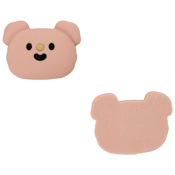 PLASTIC BEADS - RESIN 3D - FOR GLUING - BEAR 77 - 29x22x9mm ROSE DUST AND BLACK - PACKAGE 30pcs.