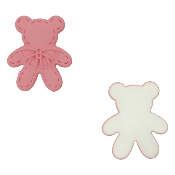 PLASTIC BEADS - RESIN 3D - FOR GLUING - BEAR 78 CONTOUR - 24x28x4mm PINK (DARK) - PACKAGE 30pcs.