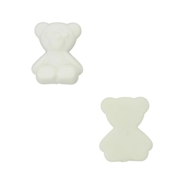 PLASTIC BEADS - RESIN 3D - FOR GLUING - BEAR 81 - 18x21x8mm WHITE - PACKAGE 30pcs.