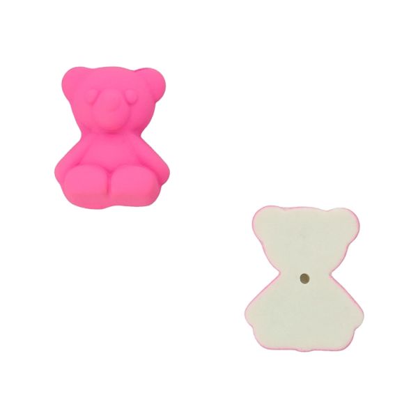 PLASTIC BEADS - RESIN 3D - FOR GLUING - BEAR 81 - 18x21x8mm CYCLAMEN - PACKAGE 30pcs.