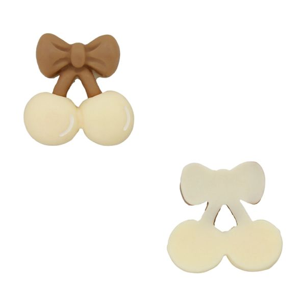 PLASTIC BEADS - RESIN 3D - FOR GLUING - CHERRIES 10 - 23x23x7mm ECRU AND BROWN (LIGHT) - PACKAGE 30pcs.