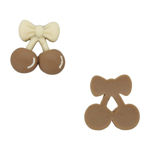 PLASTIC BEADS - RESIN 3D - FOR GLUING - CHERRIES 10 - 23x23x7mm BROWN (LIGHT)-ECRU-WHITE - PACKAGE 30pcs.